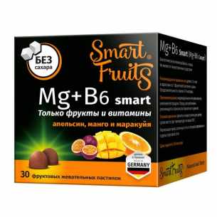 Смарт Фрутс Mg+B6 smart фруктовые жевательные пастилки массой 2,5г №30
