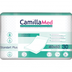 ПЕЛЕНКИ ОДНОРАЗ. ВПИТЫВ.CAMILLA MED МЕД.НАЗНАЧ.STANDART PLUS 40 Х 60 СМ 30 ШТ