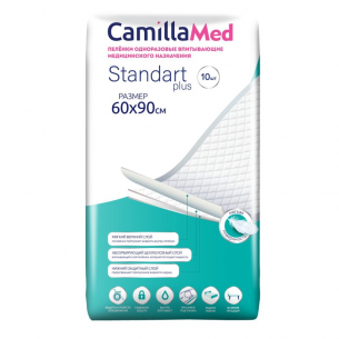 ПЕЛЕНКИ ОДНОРАЗ. ВПИТЫВ.CAMILLA MED МЕД.НАЗНАЧ.STANDART PLUS 60 Х 90 СМ 10 ШТ