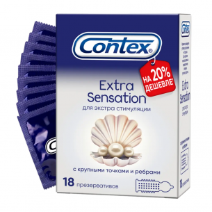 Презервативы Contex Extra Sensation с крупными точками и ребрами №18