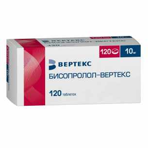 Бисопролол Вертекс таблетки покрытые плёночной оболочкой 10мг №120
