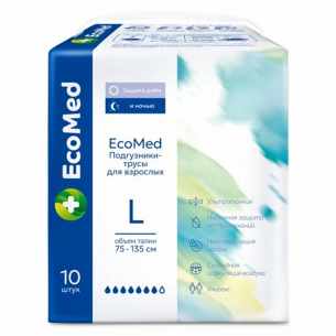 ECOMED ПОДГУЗНИКИ-ТРУСЫ ДЛЯ ВЗРОСЛЫХ L N10 /АКЦИЯ за 1 шт./