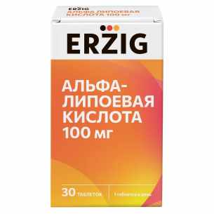 Erzig Альфа-Липоевая кислота 100мг таблетки массой 200мг №30 Акция