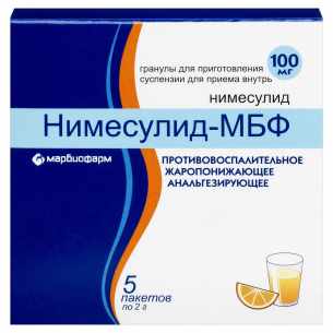 Нимесулид-МБФ гранулы для приготовления суспензии для приёма внутрь 100мг пакеты 2г №5