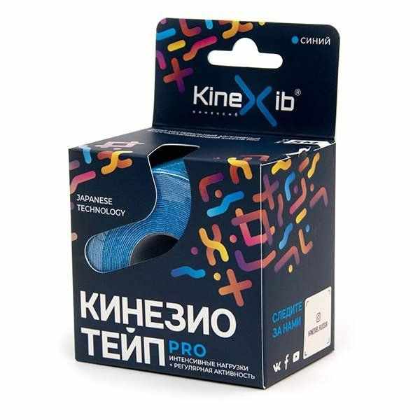 Кинексиб pro кинезио тейп бинт нестерильный адгезивный восстанавливающий цвет синий 5м х 5 см №1