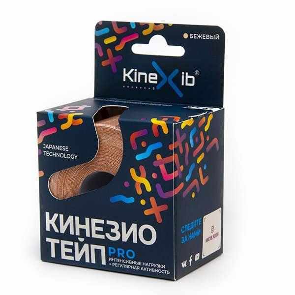 Кинезио тейп PRO бинт нестерильный адгезивный восстанавливающий цвет бежевый 5мх5см №1