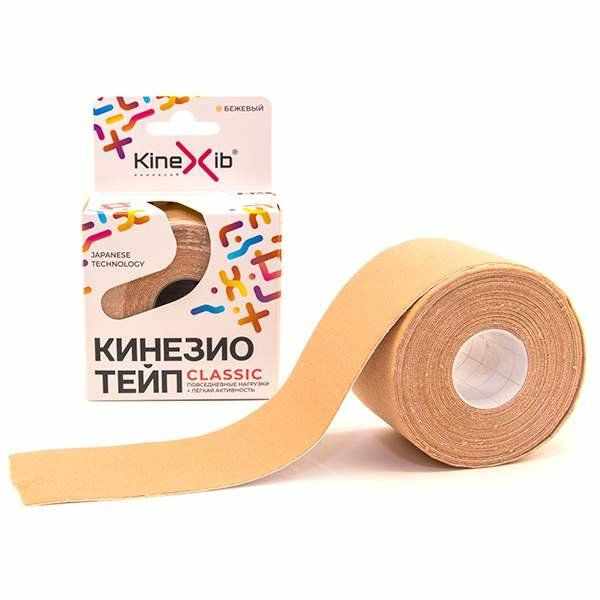Кинезио тейп Classic бинт нестерильный адгезивный восстанавливающий цвет бежевый 5мх5см №1