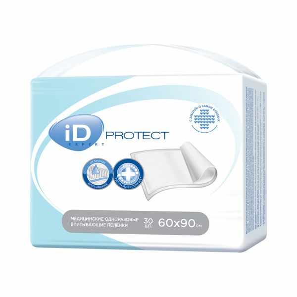 iD Protect expert медицинские одноразовые впитывающие пеленки 60х90см №30