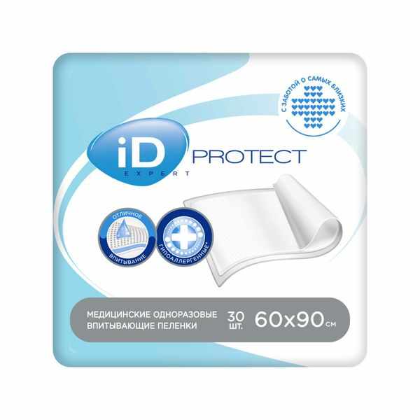 Пеленки iD Protect expert медиц.впитывающ. однораз. 60х90 №30