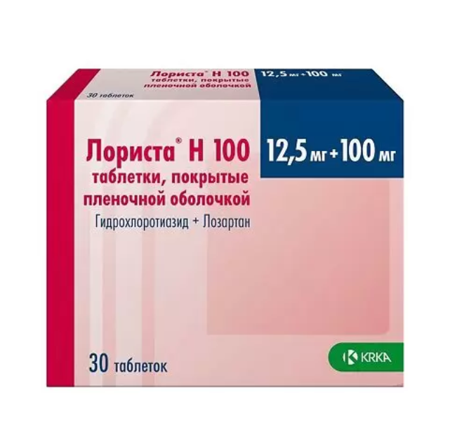Лориста Н 100 таблетки покрытые плёночной оболочкой 12,5мг+100мг №30