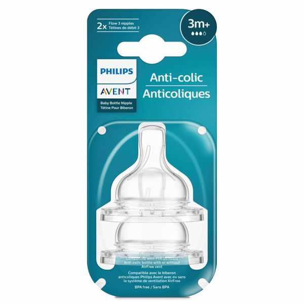 АВЕНТ СОСКА СИЛИКОНОВАЯ ANTI-COLIC СРЕДНИЙ ПОТОК С 3 МЕС. №2 (SCY763/02)