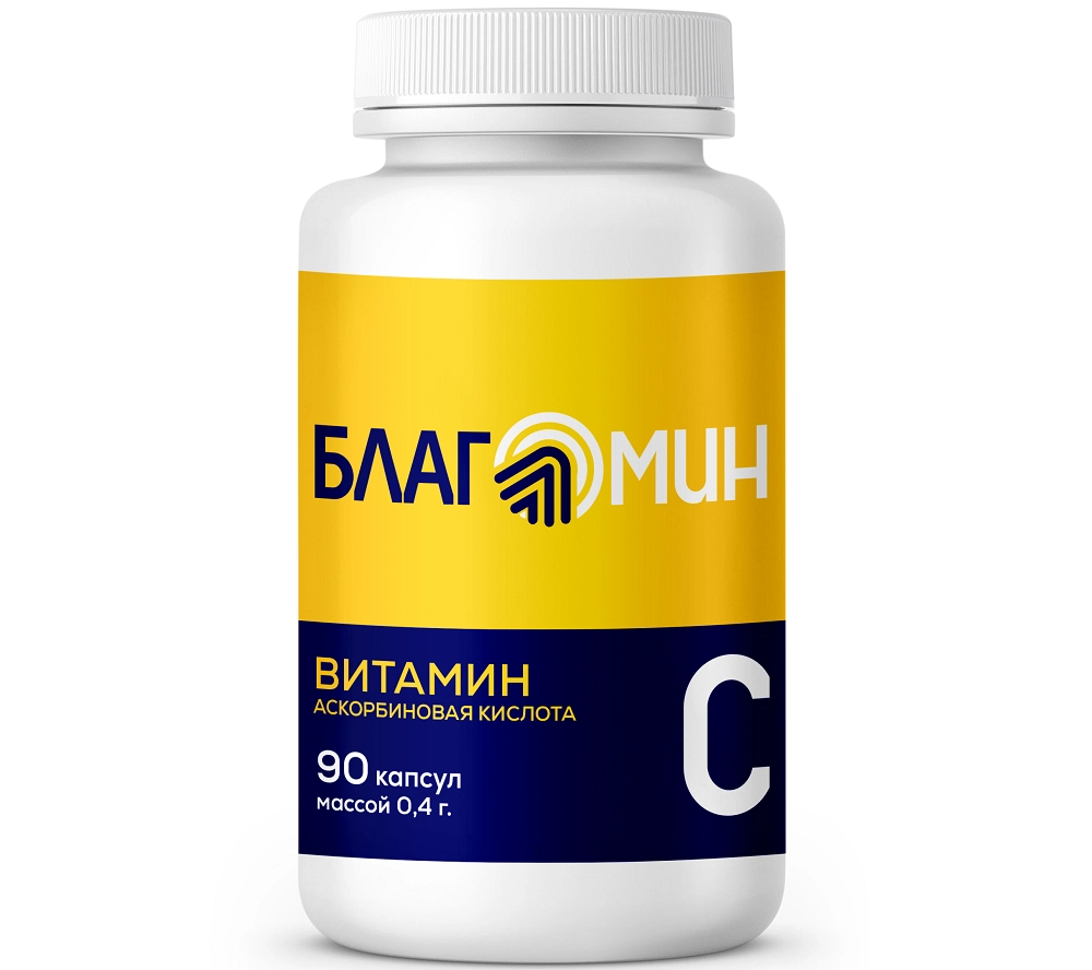 Благомин витамин С (аскорбиновая кислота 300мг) капсулы массой 0,4г №90