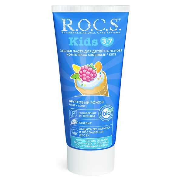 Рокс Kids 3-7 зубная паста для детей Фруктовый рожок туба 45г