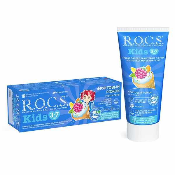 Рокс Kids 3-7 зубная паста для детей Фруктовый рожок туба 45г
