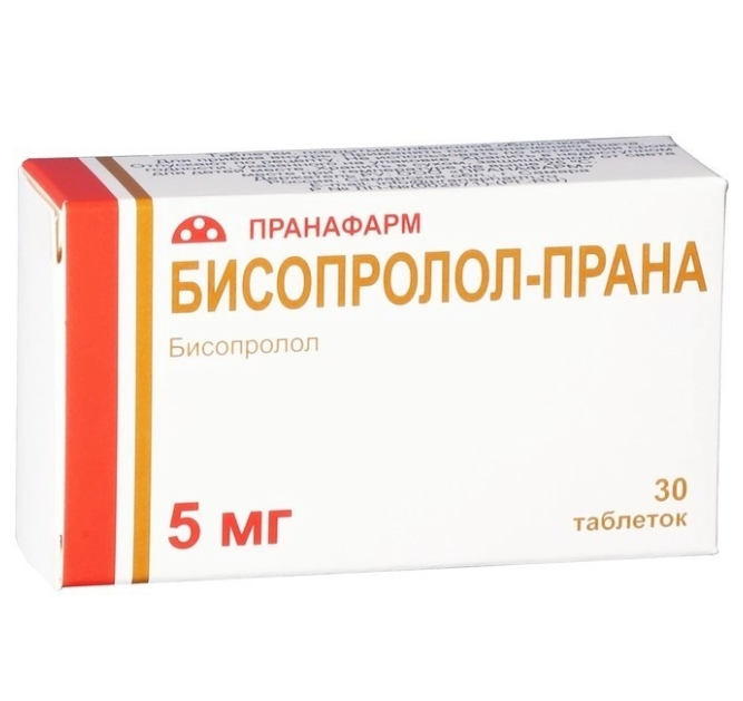 Бисопролол-Прана таб. п/плен. об. 5мг №30 (отпуск 10шт)