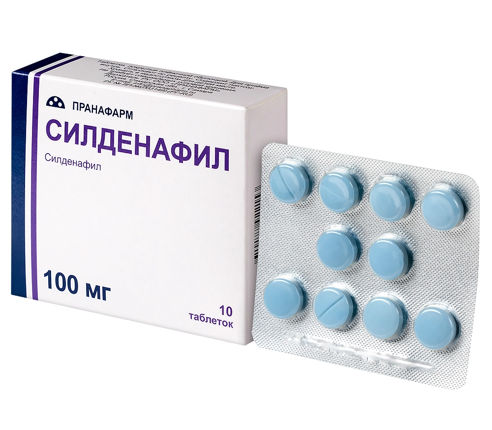 Силденафил таблетки покрытые плёночной оболочкой 100мг №10