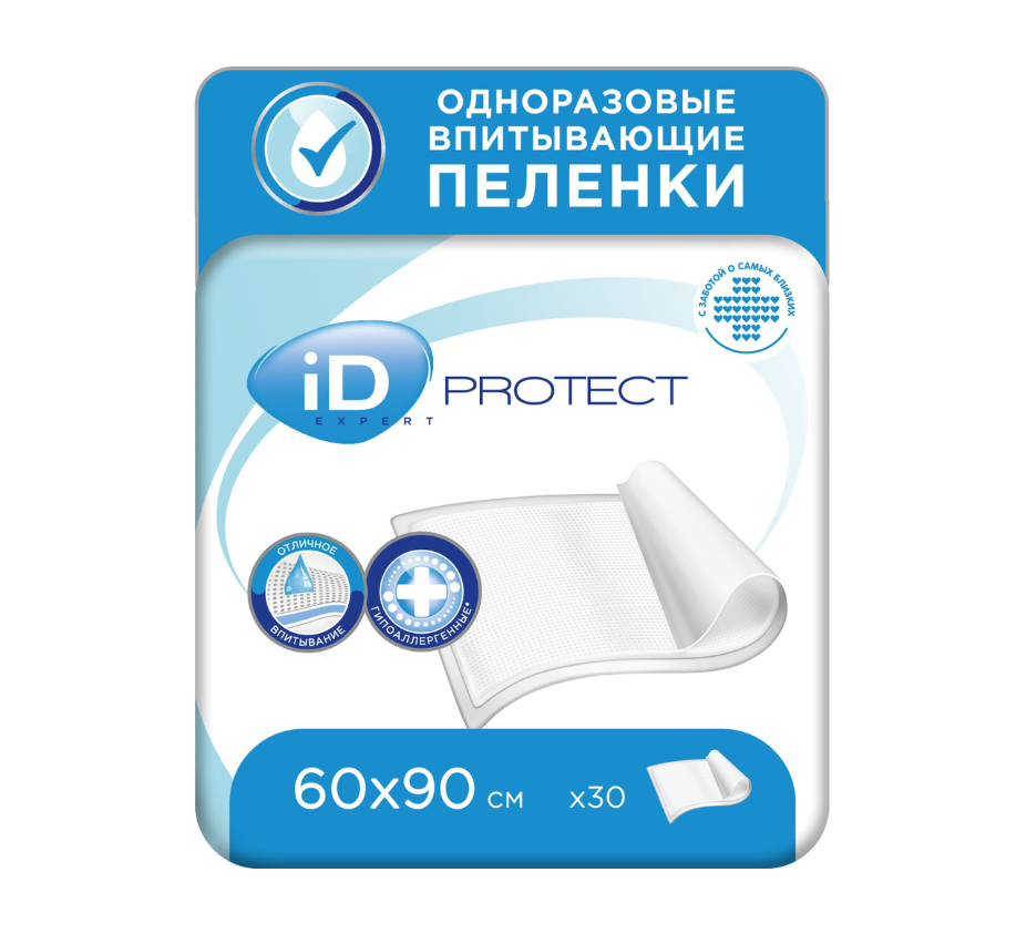 iD Protect expert медицинские одноразовые впитывающие пеленки 60х90см №30