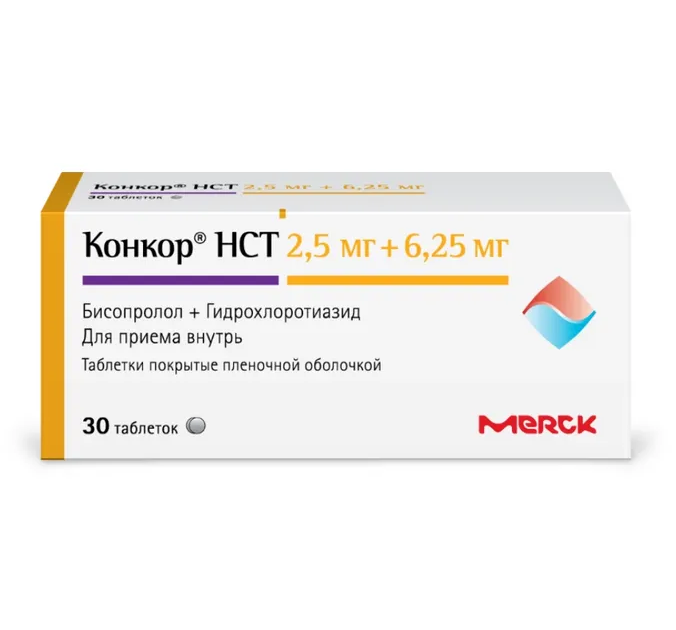 КОНКОР НСТ ТАБ. П/О ПЛЕН. 2,5МГ+6,25МГ №30
