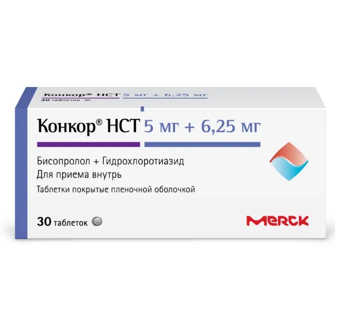 КОНКОР НСТ ТАБ. П/О ПЛЕН. 5МГ+6,25МГ №30