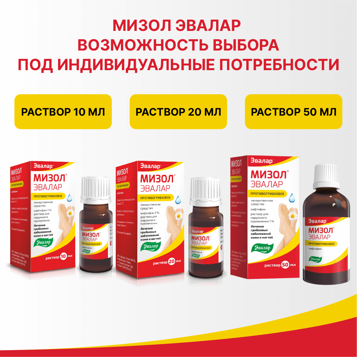 Мизол Эвалар раствор для наружного применения 1% флакон-капельница 50мл