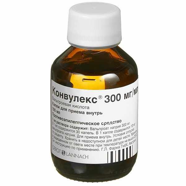 Конвулекс капли для приёма внутрь 300мг/мл флакон 100мл 