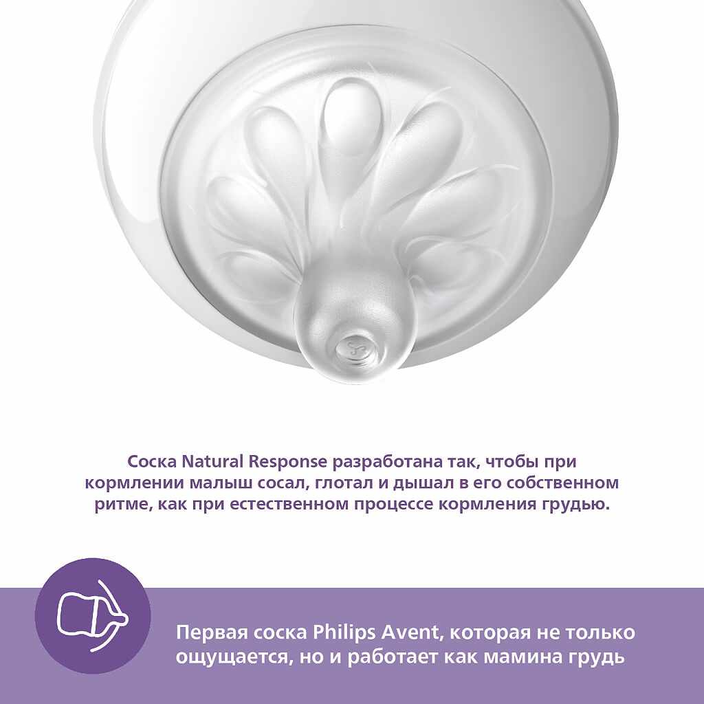Авент Natural Response SCY903/11 бутылочка из полипропилена с силиконовой соской для детей с 1мес. 260мл