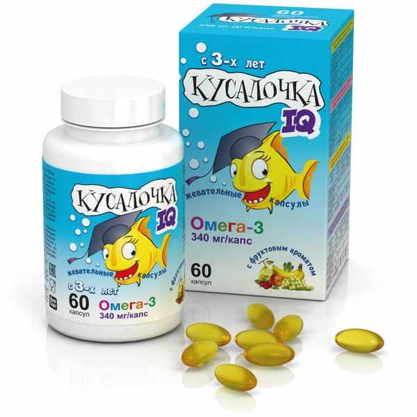 КУСАЛОЧКА IQ ОМЕГА-3 КАПС.ЖЕВ.750МГ №60 (БАД)