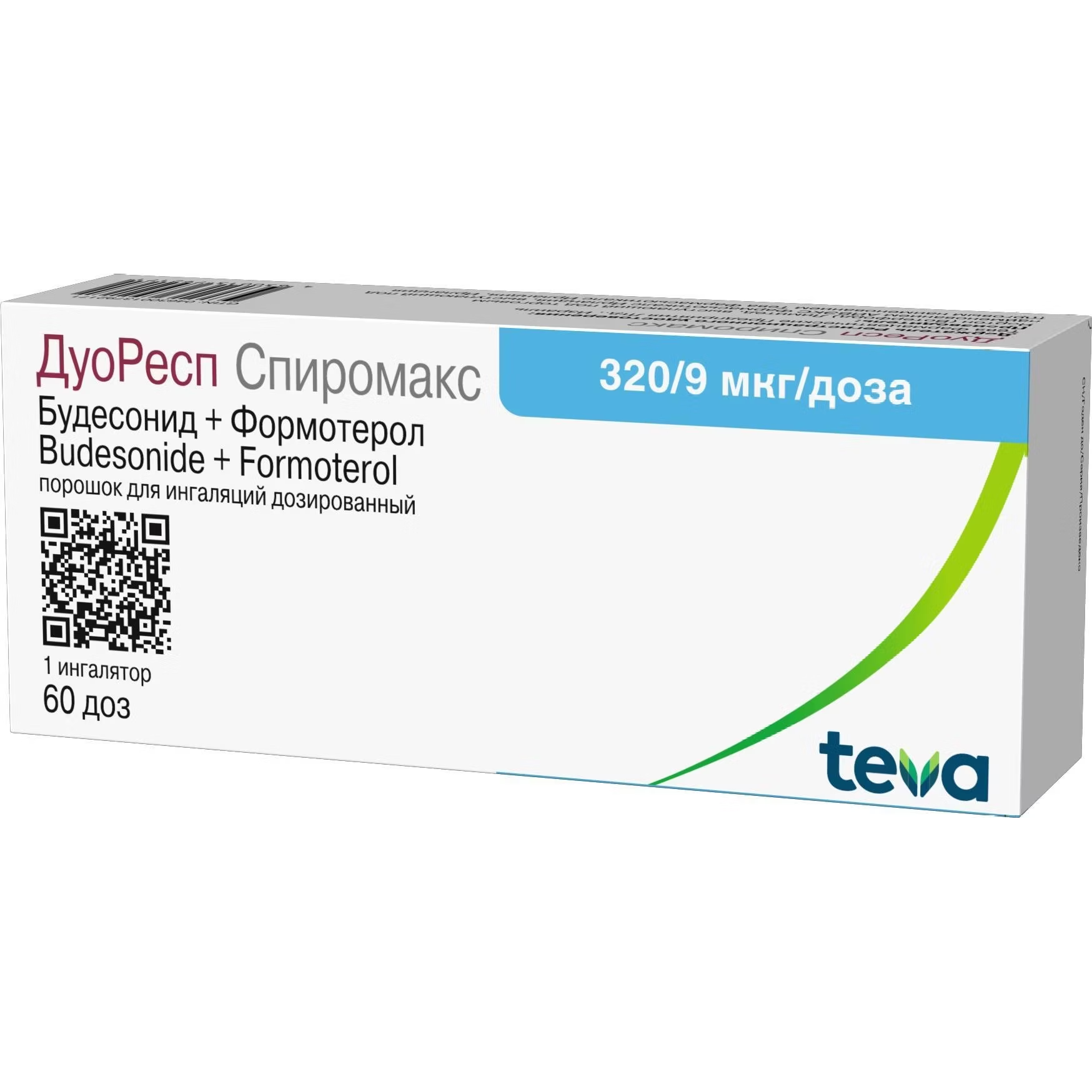 ДуоРесп Спиромакс порошок для ингаляций дозированный 320/9мкг/доза №1ингалятор 60 доз