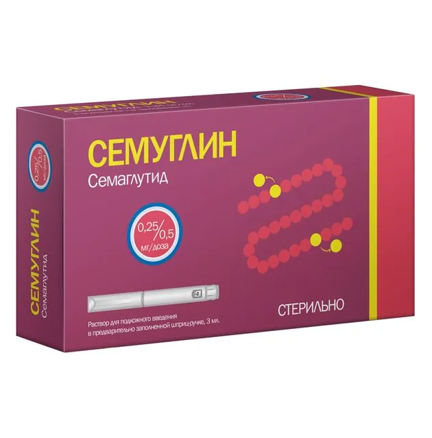 Семуглин р-р п/к введ 0,25/0,5 мг/доза шприц-ручка 3 мл х1