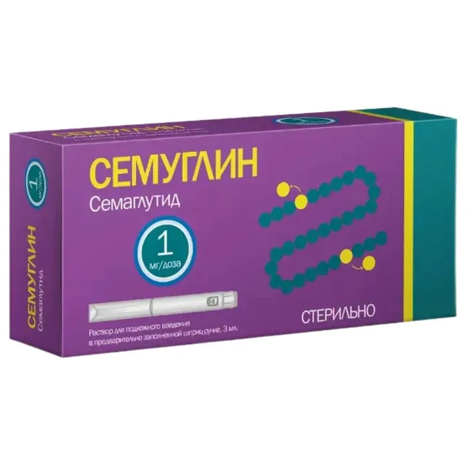 Семуглин р-р п/к введ 1 мг/доза 1 доза шприц-ручка 3 мл х1