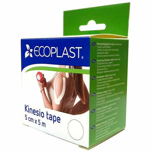 Ecoplast Кинезио тейп белый 5смх5м
