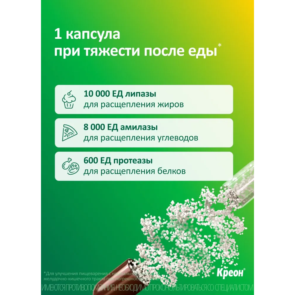 Креон 10000 капсулы кишечнорастворимые 10000ЕД №20