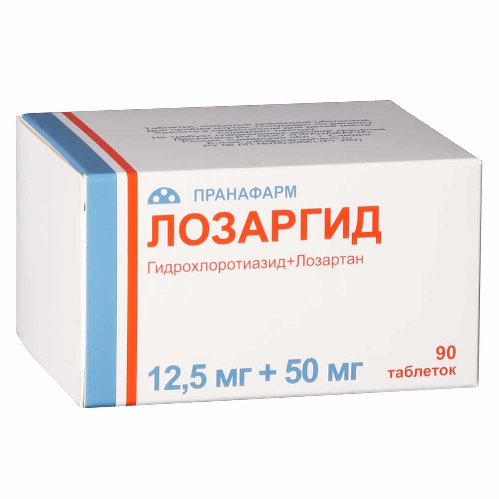 ЛОЗАРГИД ТАБ. П/О ПЛЕН. 12,5МГ+50МГ №90