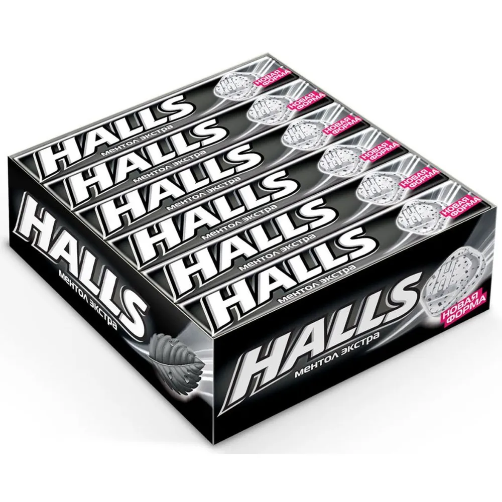 Леденцы halls ментол экстра со вкусом ментола и эвкалипта (12 упаковок)