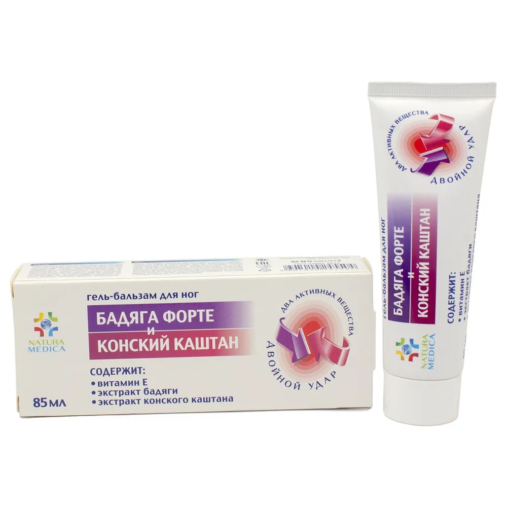 Natura medica гель-бальзам бадяга форте и конский каштан 85мл