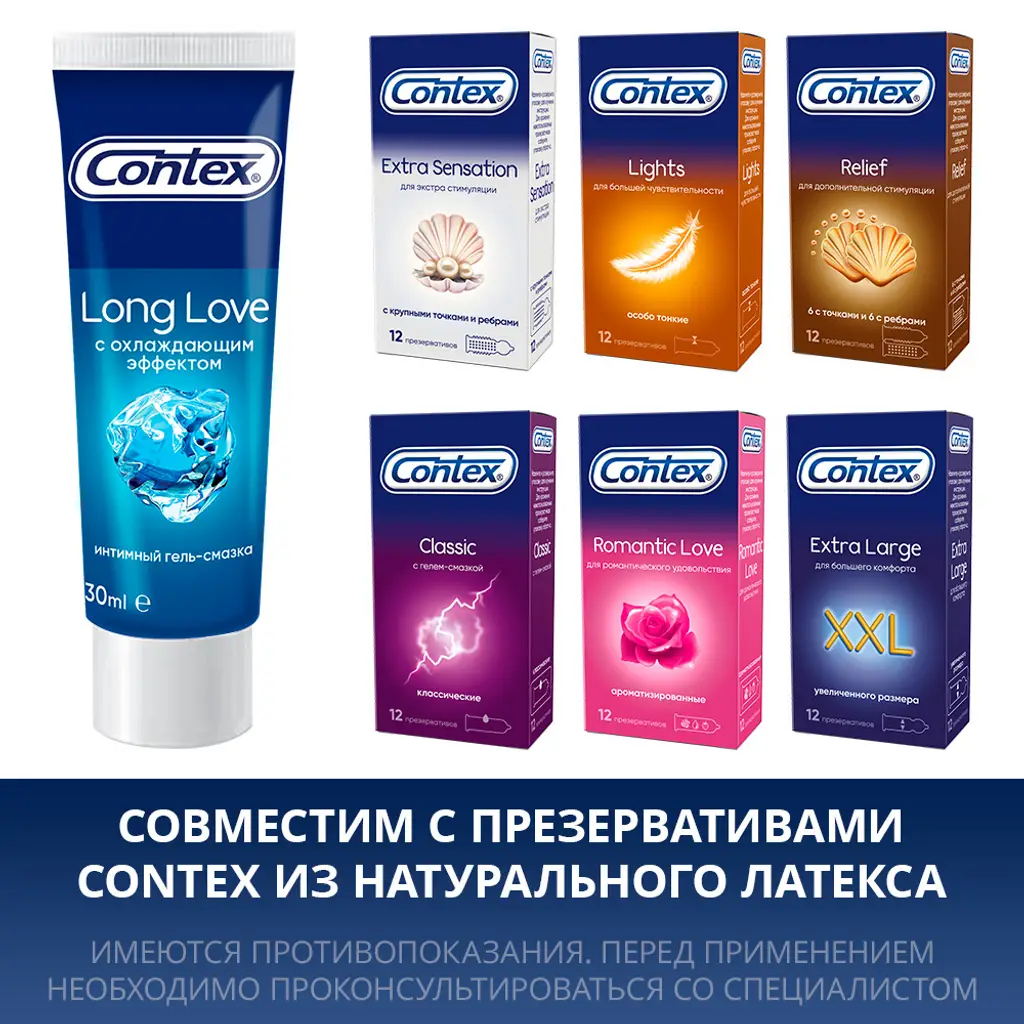Гель-смазка Contex Long Love с охлаждающим эффектом 30мл