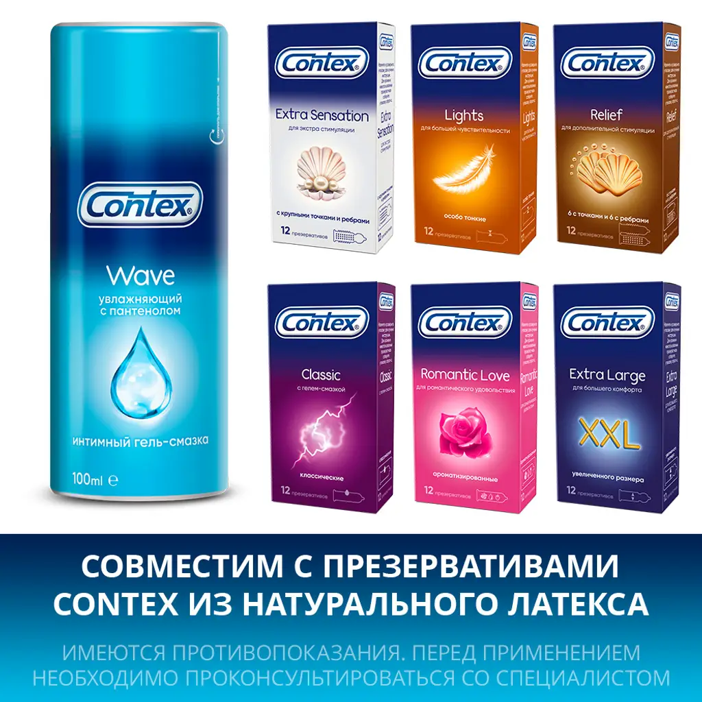 Гель-смазка Contex Wave увлажняющий с пантенолом 100мл