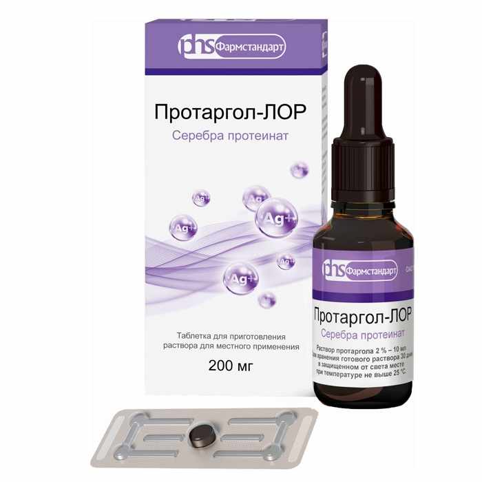  протаргол-лор таблетки для приг. р-ра для мест. применения 200 мг в комп. фл.,крыш.-пипетка блистер 1шт.