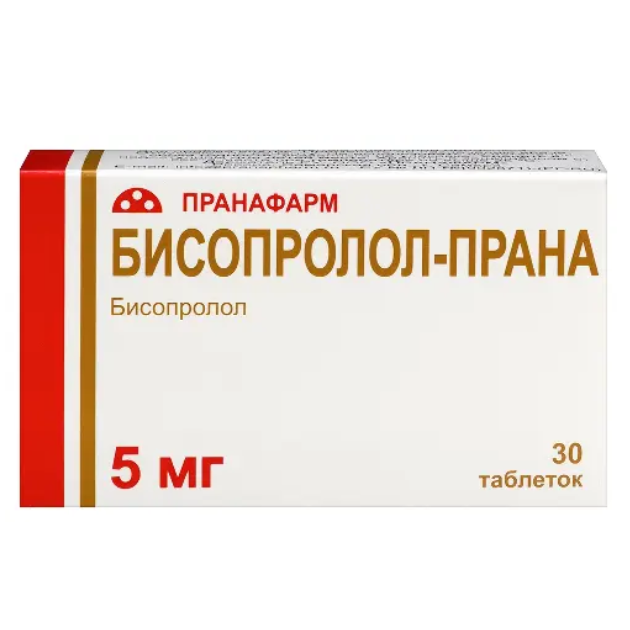 Бисопролол-Прана таб. п/плен. об. 5мг №30 (отпуск 10шт)