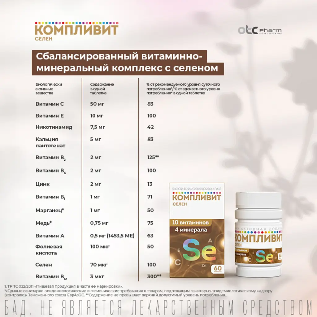 Компливит Селен таблетки покрытые оболочкой №60 
