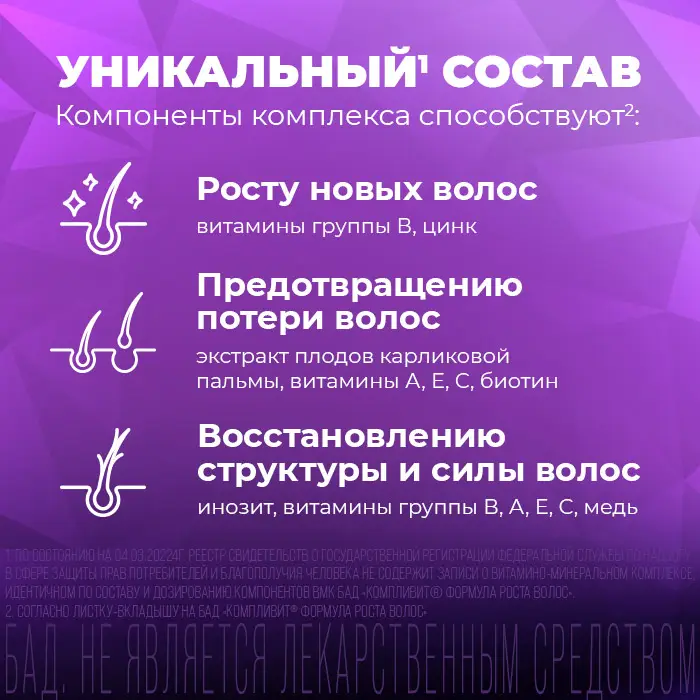 Компливит Формула роста волос капсулы массой 596мг №30