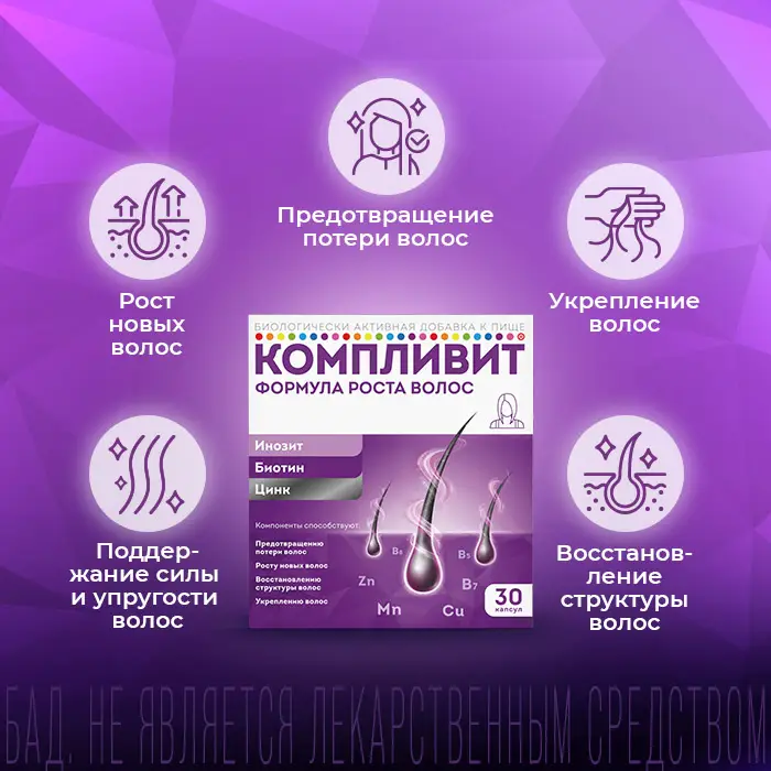 Компливит Формула роста волос капсулы массой 596мг №30