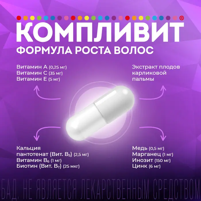 Компливит Формула роста волос капсулы массой 596мг №30