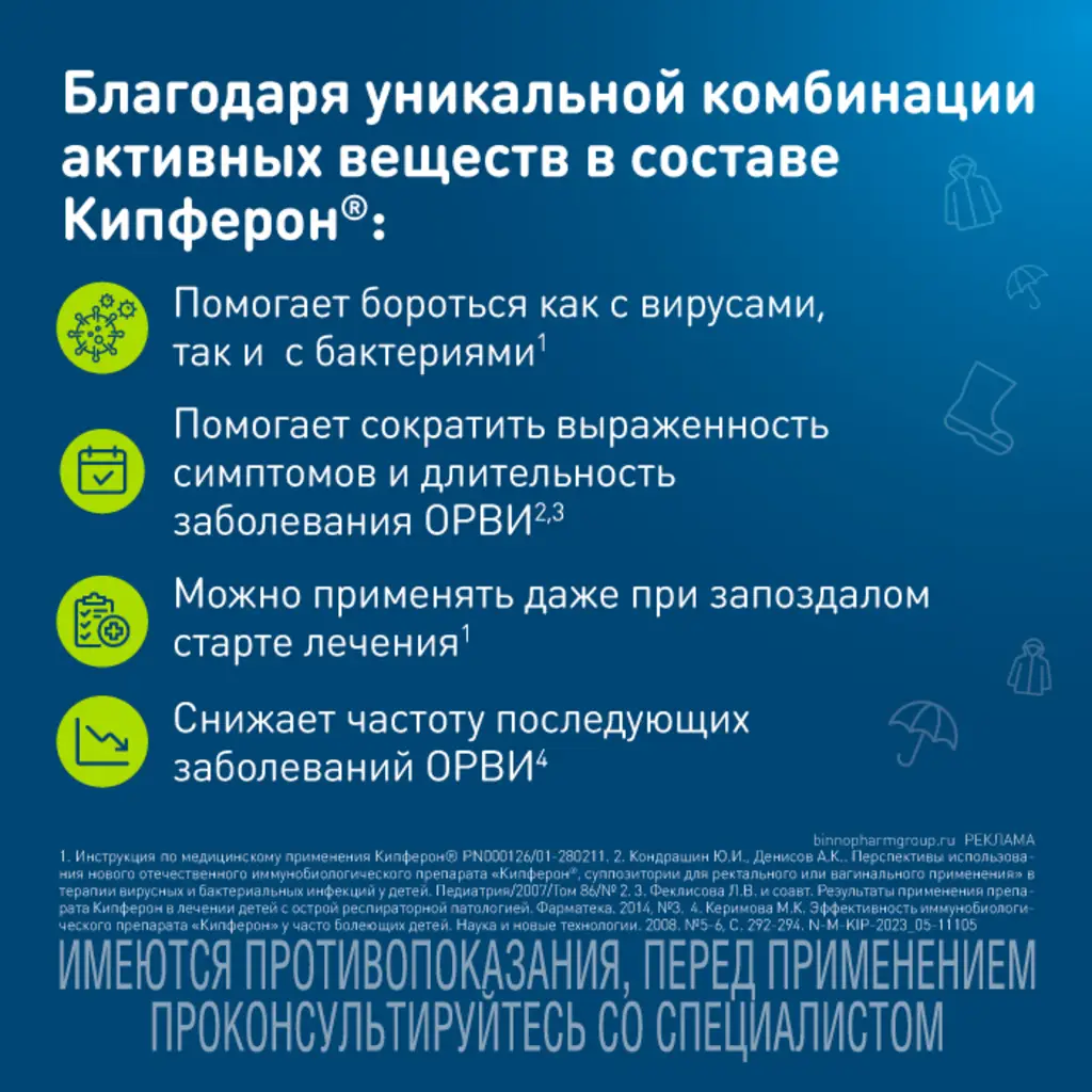 Кипферон суппозитории вагинальные и ректальные 200мг+500000МЕ №10