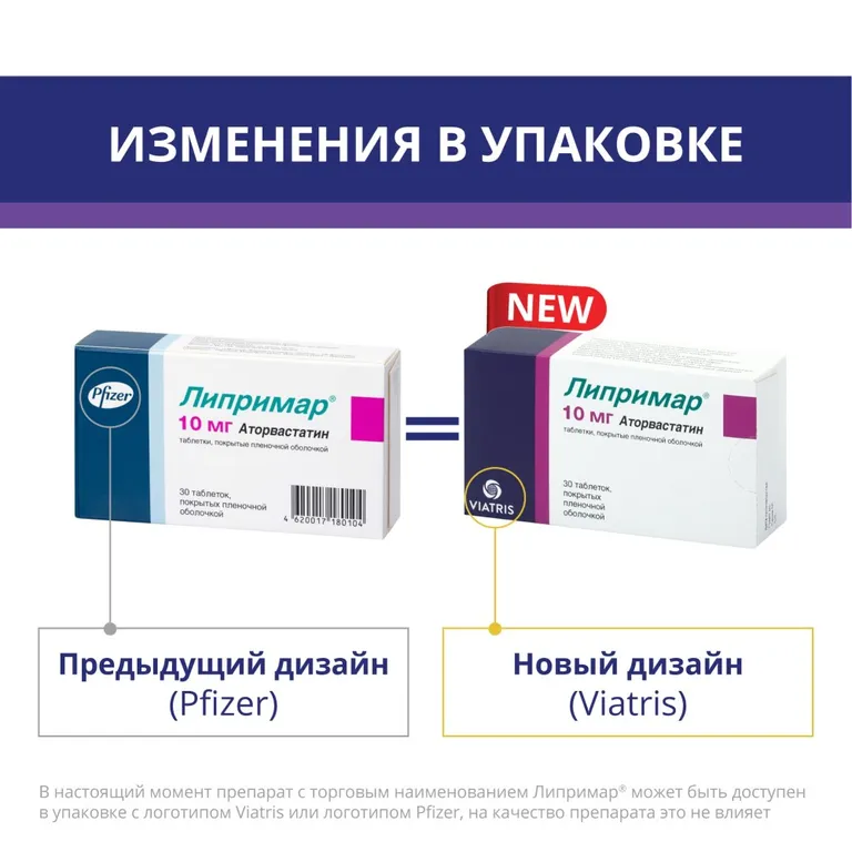 Липримар таблетки покрытые пленочной оболочкой 10мг №30