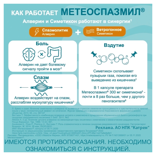 Метеоспазмил капсулы 60мг+300мг №60