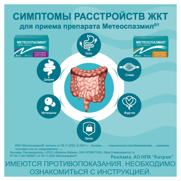 Метеоспазмил капсулы 60мг+300мг №60