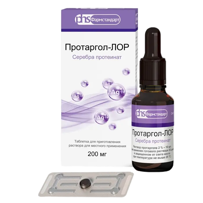 ПРОТАРГОЛ-ЛОР 0,2 N1 ТАБЛ Д/Р-РА Д/МЕСТ ПРИМ+ФЛАК+КРЫШ/ПИПЕТКА