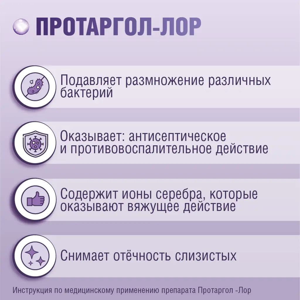  Протаргол-Лор таблетки для приготовления раствора для местного применения 200мг №1 в комплекте с флаконом и крышкой-пипеткой