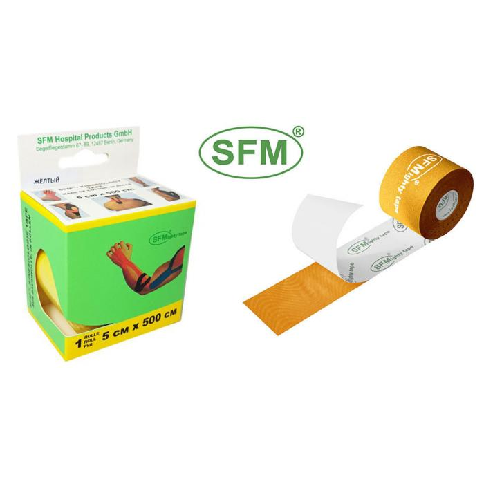 ЛЕНТА КИНЕЗИОЛОГИЧЕСКАЯ SFM-PLASTER НА ХЛОПКОВОЙ ОСНОВЕ В РУЛОНЕ 5Х500СМ N1/ОРАНЖЕВЫЙ/КИНЕЗИО ТЕЙП